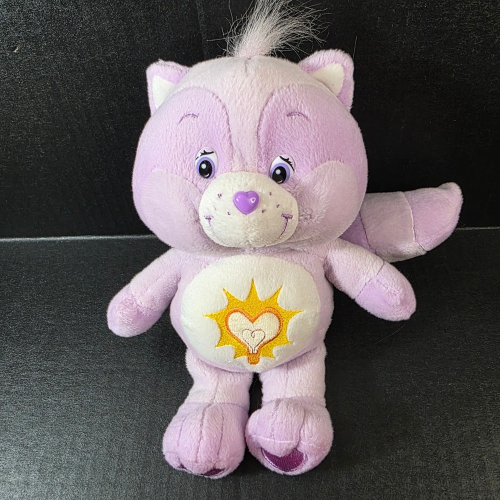 Care Bear Cousins Bright Heart Raccoon Purple Plush 2004 Play Along 8 inch